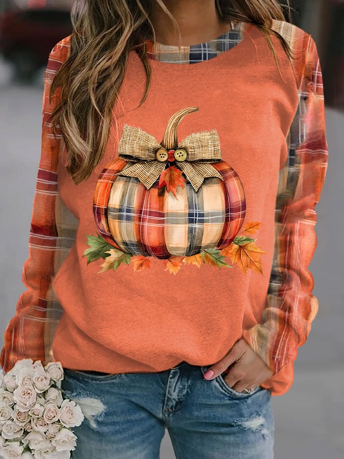 Women's Pumpkin Season Print Raglan Sleeve Sweatshirt