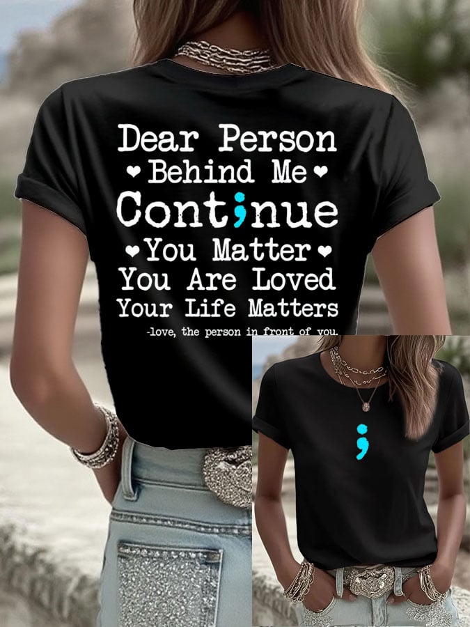 Women's Mental Health Print Casual T-Shirt