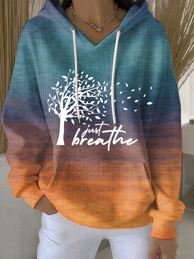 Women's Just Breathe Print Casual Sweatshirt