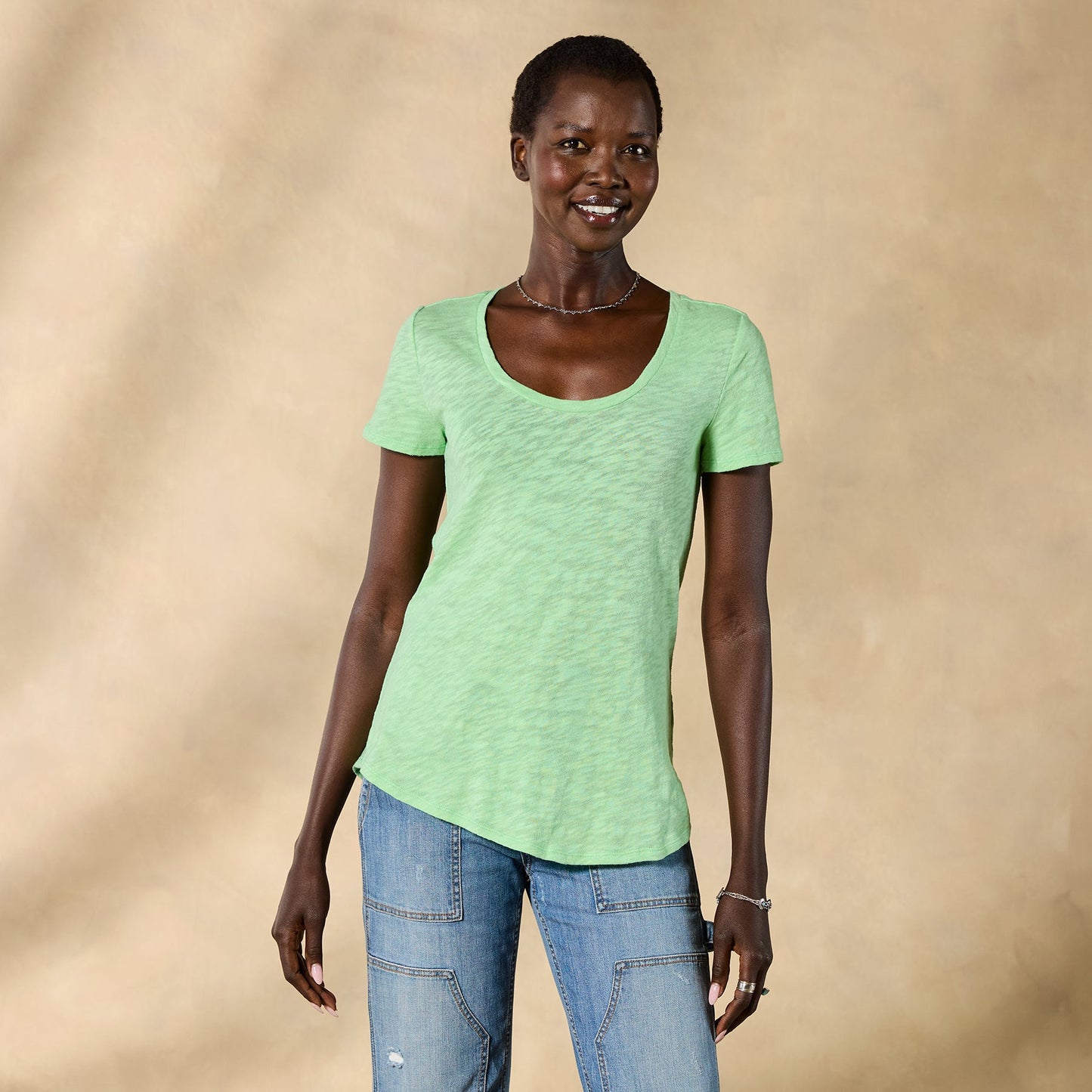 Ultimate Airy Slub Scoopneck Tee, Petite
