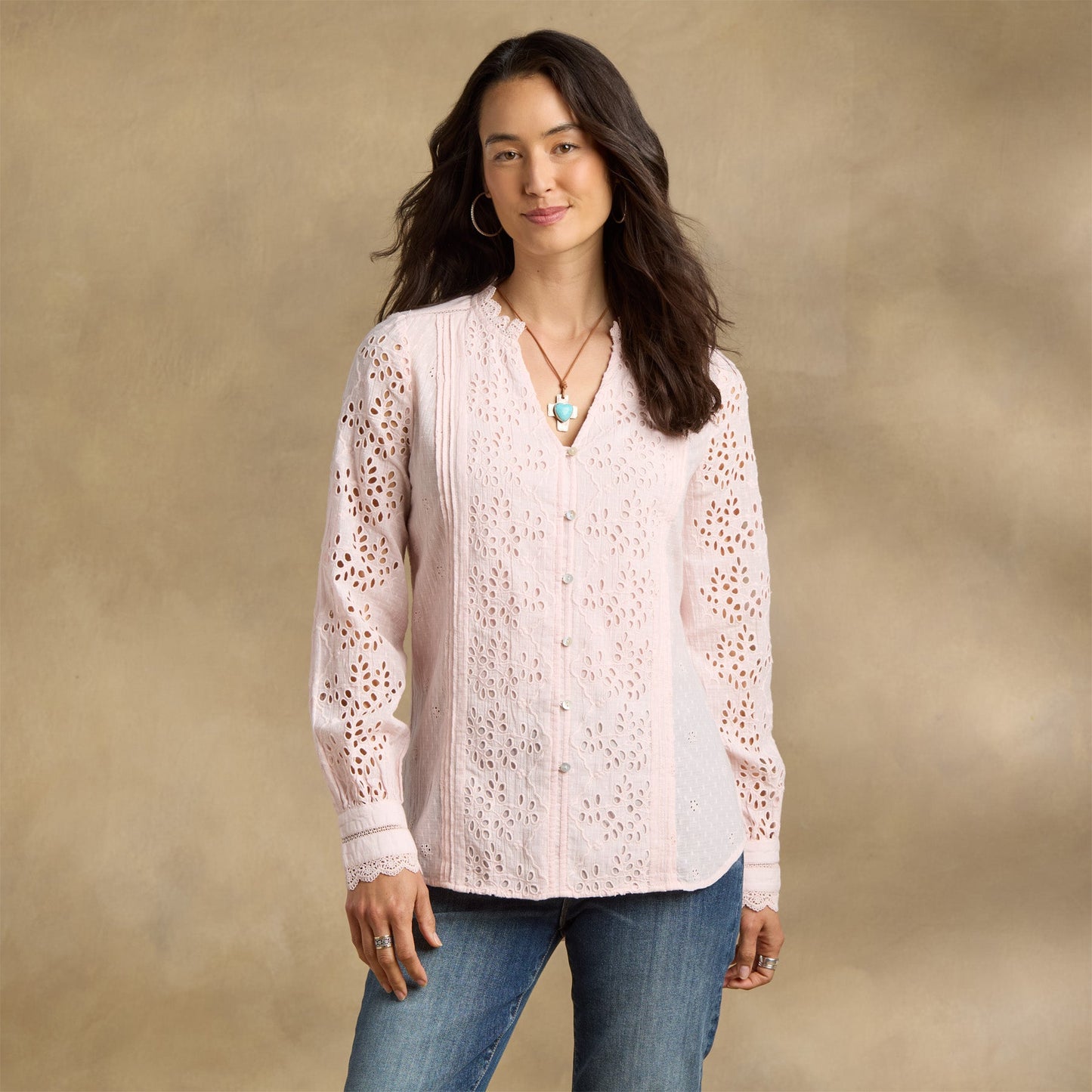 Valeria Eyelet Shirt, Petite