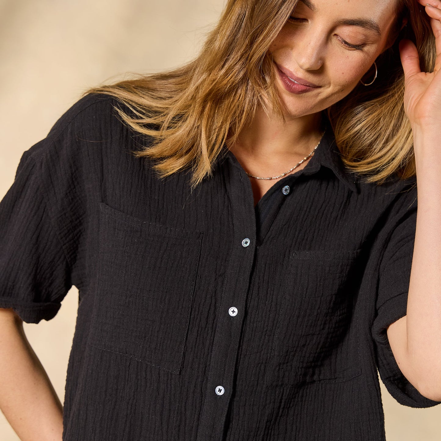 Mara Gauze Camp Shirt, Petite