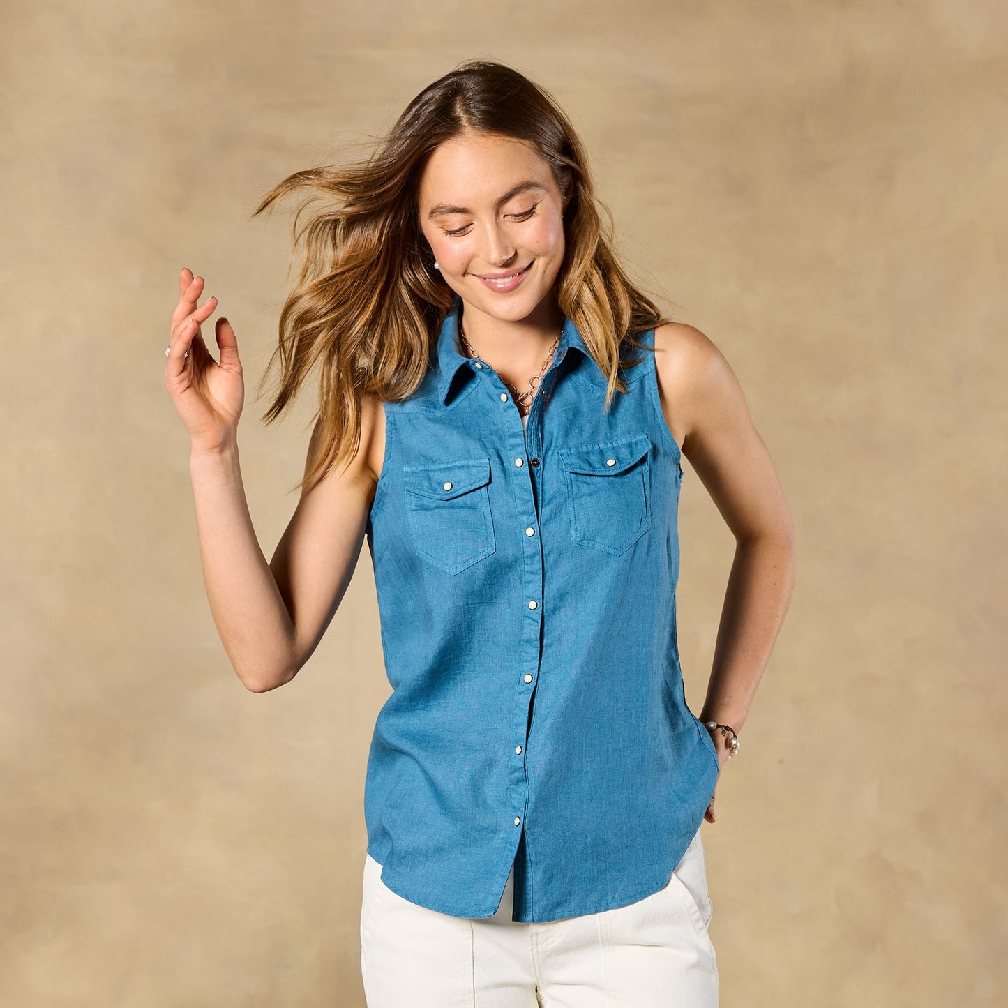 Willow Linen Sleeveless Top, Petite
