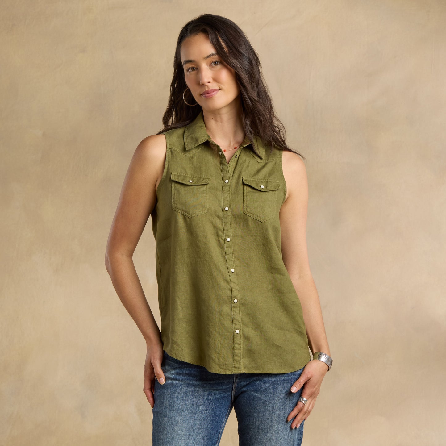 Willow Linen Sleeveless Top, Petite