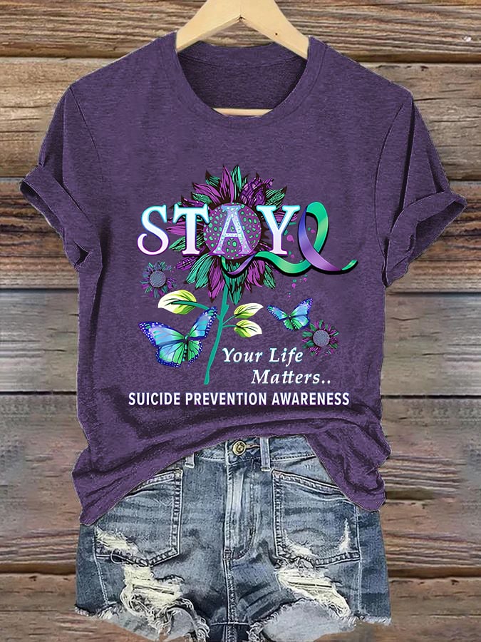 Women'S Casual Mental Health Short Sleeve T-Shirt