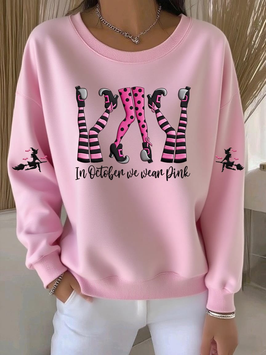 Women's Casual Pink Witch Sweatshirt