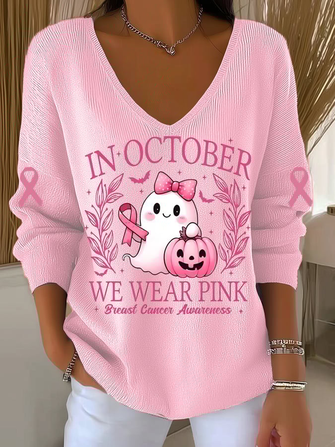 Women's Casual Retro Forest Mushroom Autumn Striped Long-Sleeved T-Shirt