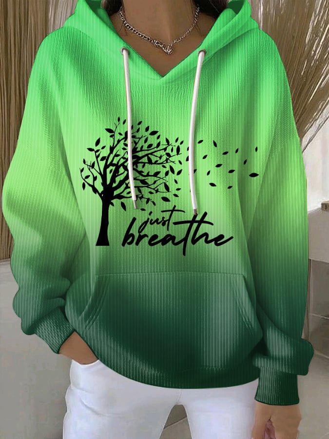 Women's Just Breathe Print Casual Sweatshirt