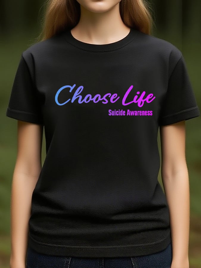 Women's Suicide Prevention Awareness Print Crew Neck T-Shirt