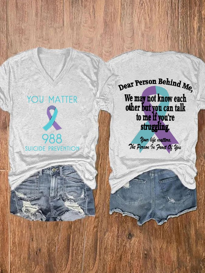 Women'S Suicide Prevention Printed Casual T-Shirt