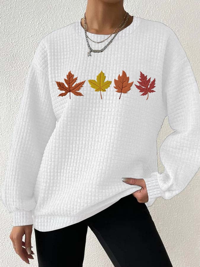 Women's Autumn Leaves Printed Casual Sweatshirt