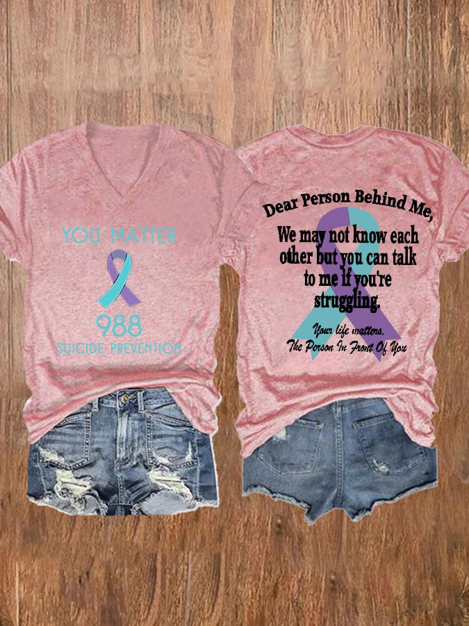 Women'S Suicide Prevention Printed Casual T-Shirt