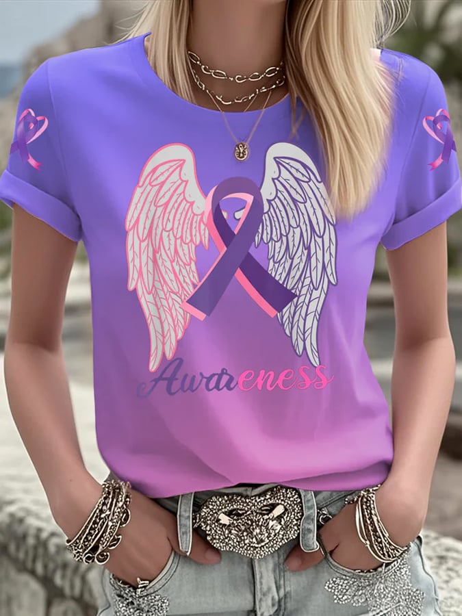 Women's Wings of Hope Printed Casual T-shirt