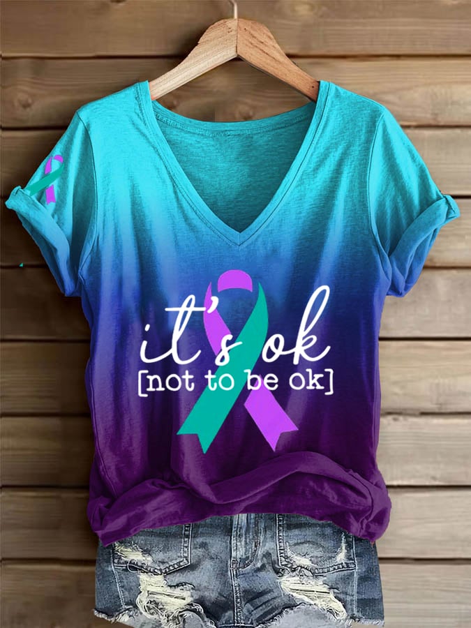 Women's It's Ok Not To Be Ok Printed Casual T-shirt