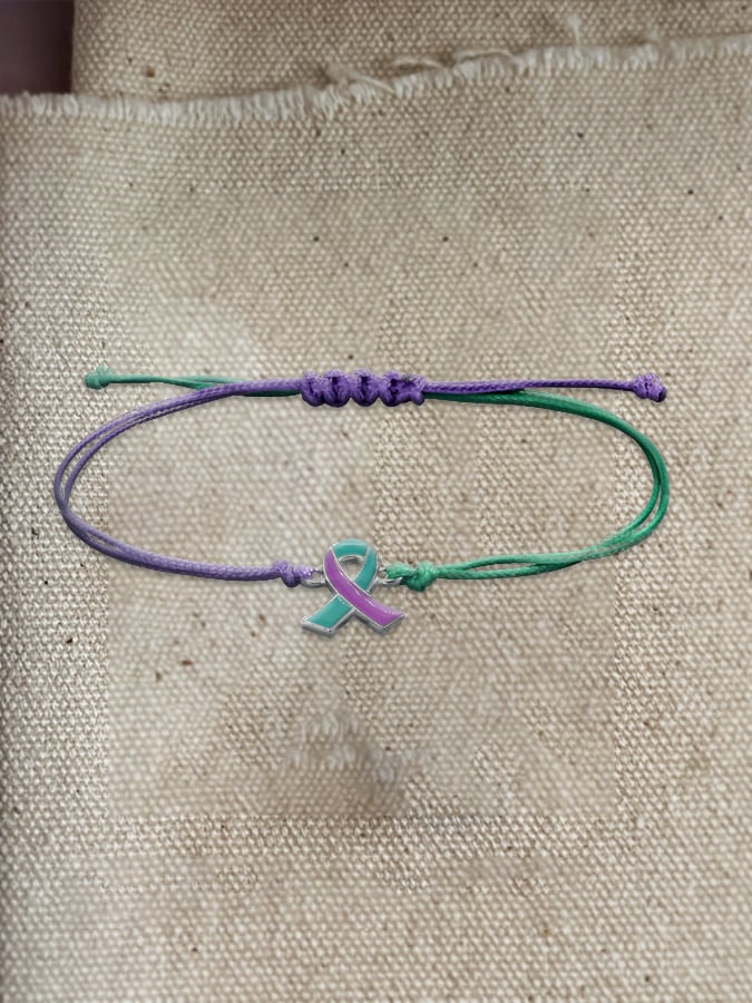 Casual Disease Awareness Alzheimer's Breast Cancer Braided Bracelet