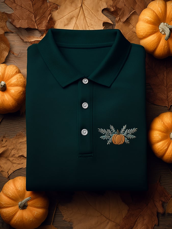 Men's Offline Business Autumn Pumpkin Contrast Polo