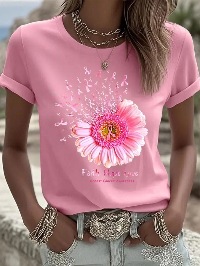 Women's Casual Pink Pumpkin BOO T-Shirt