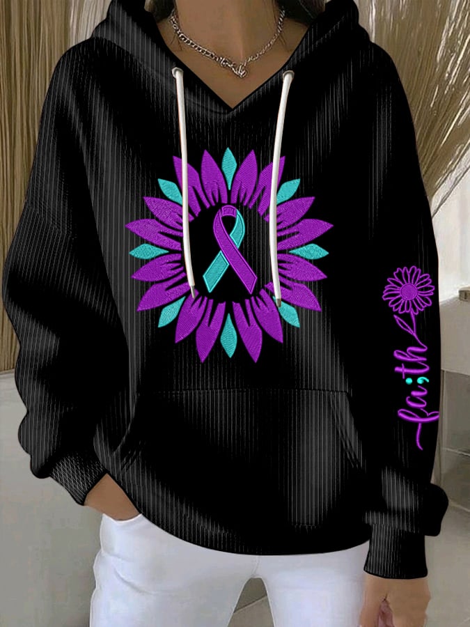 Women's Suicide Prevention Awareness Floral Art Faith Print Hoodie