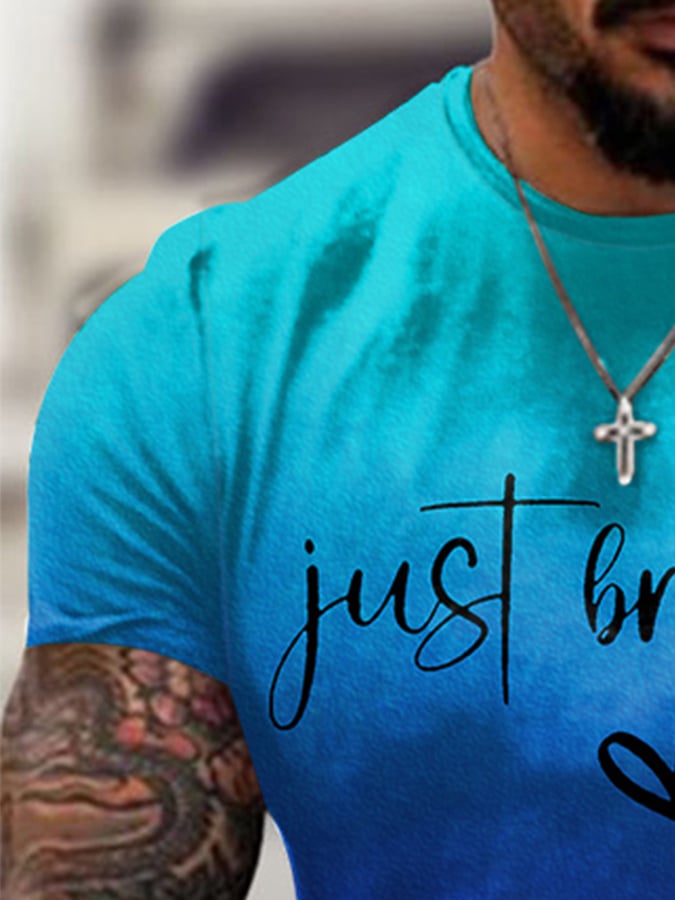 Men's Just Breathe Print Casual T-Shirt