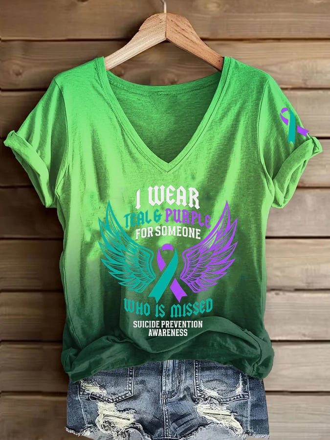 Women's I Wear Teal And Purple For Someone Print Crew Neck T-shirt