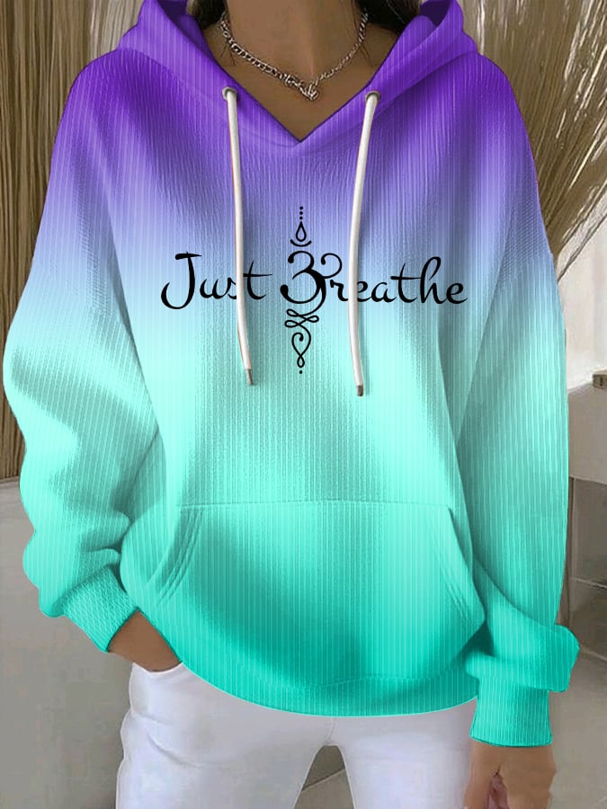 Women's Just Breathe Print Casual Sweatshirt