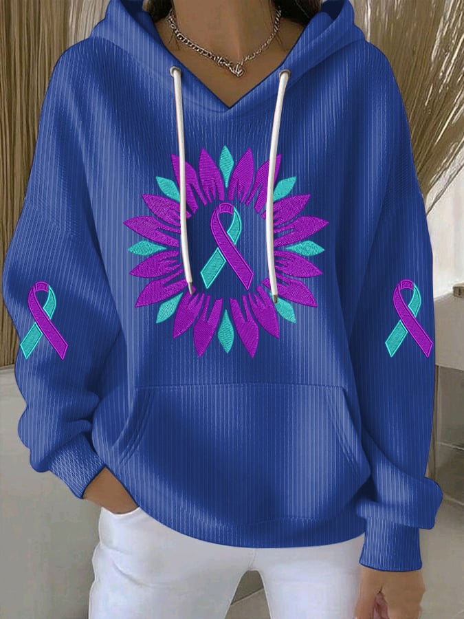Women's Suicide Prevention Awareness Floral Print Hoodie