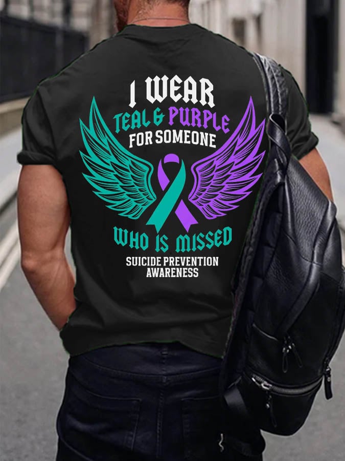 Men's I Wear Teal & Purple For Someone Who Is Missed Printed T-Shirt