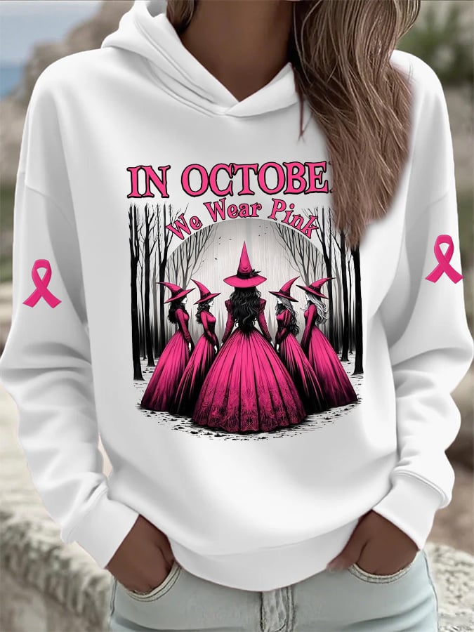 Women's Casual Pink Witch Hoodie
