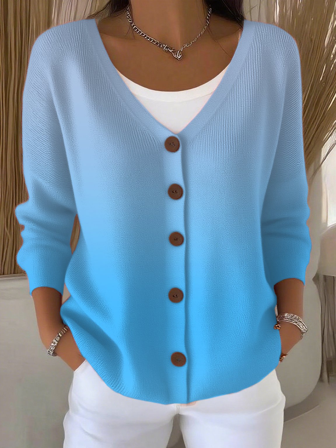 Women's Casual Autumn And Winter Gradient Cardigan