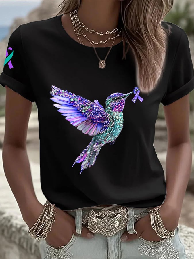 Women's Suicide Awareness Print Casual T-shirt