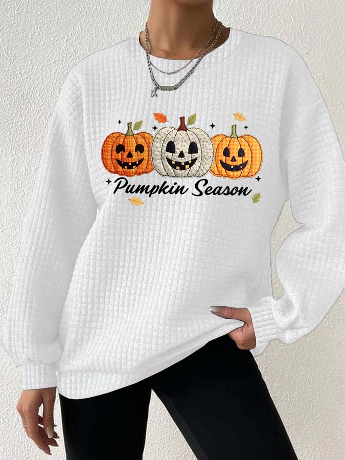 Women's Pumpkin Season Printed Casual Sweatshirt