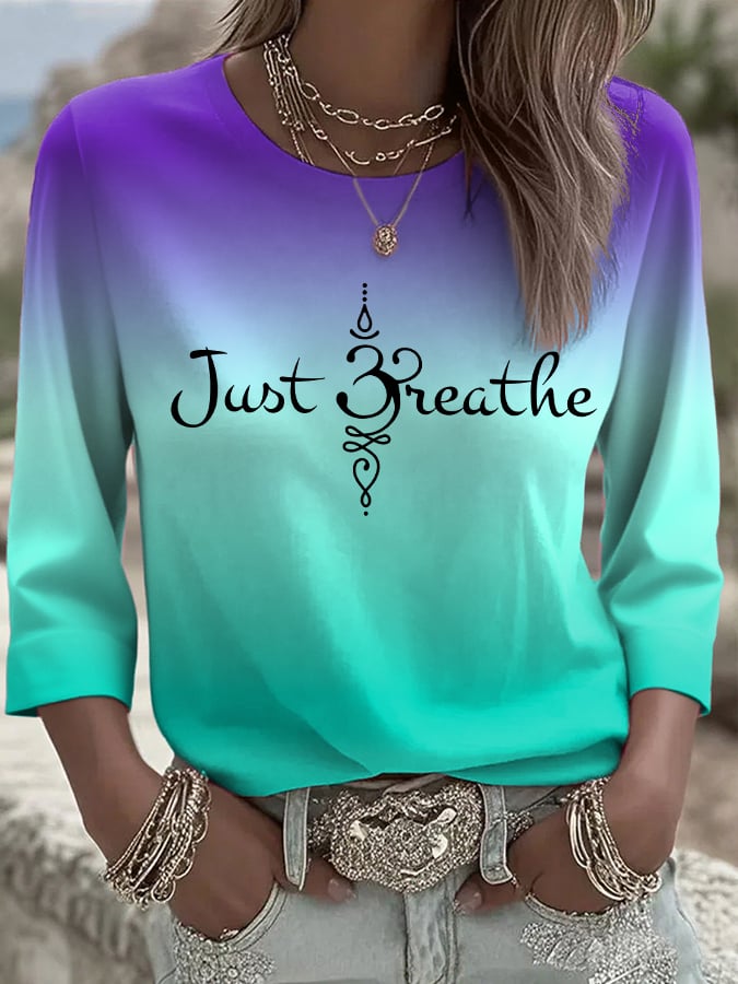 Women's Just Breathe Printed Round Neck T-Shirt