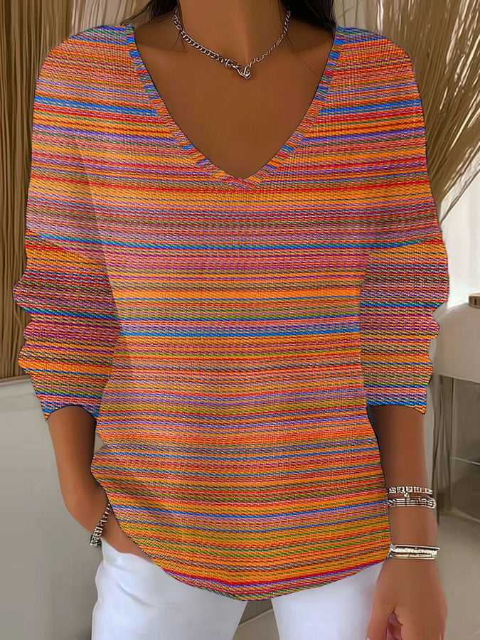 Women's Retro Autumn Gradient Print Sweater