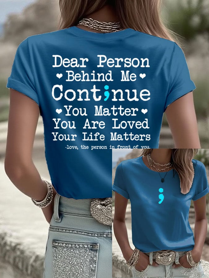 Women's Mental Health Print Casual T-Shirt
