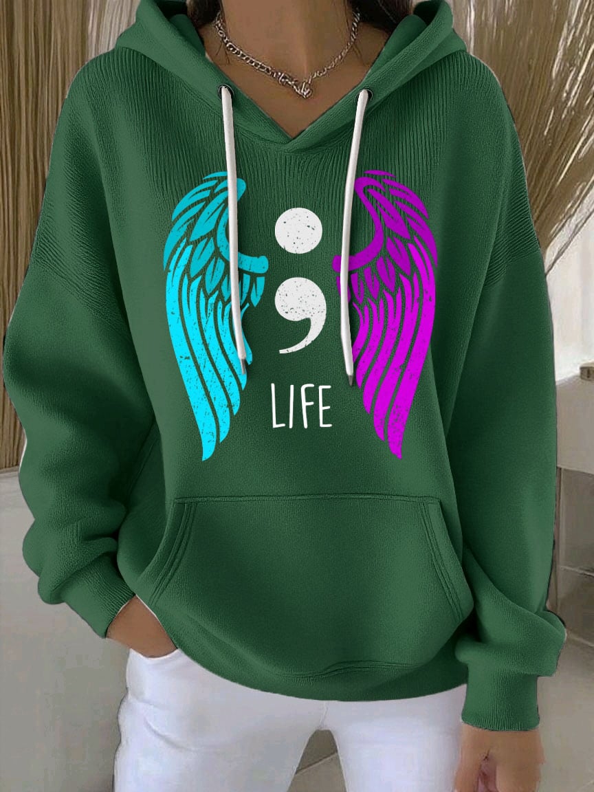 Women's Mental Health Awareness Print Casual Hoodie