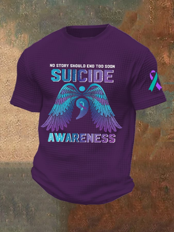 Men's Suicide Prevention Awareness Print Waffle T-Shirt