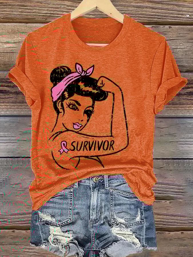 Women's Casual Breast Cancer Survivor Short Sleeve T-Shirt