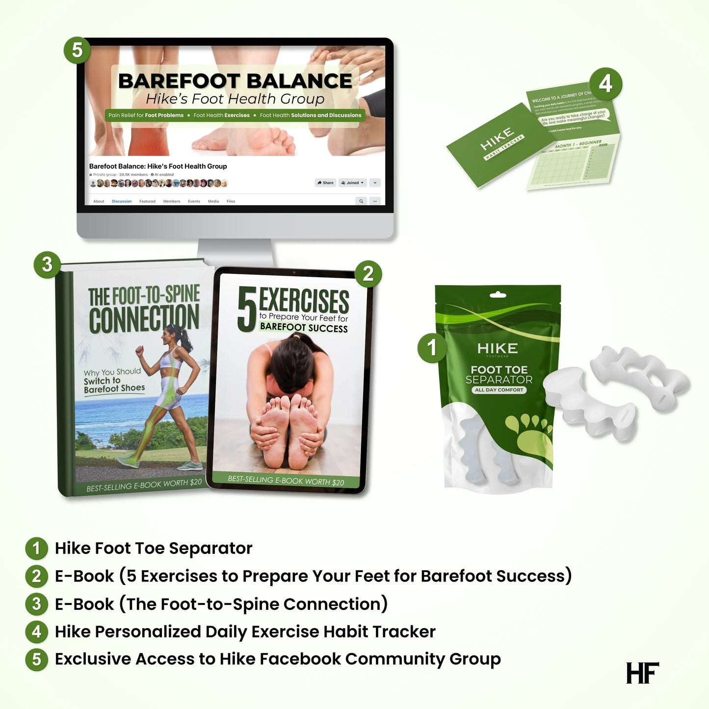 HIKE Foot Toe Separator - Achieve Healthy Toes, Correct Bunions, Hammer Toes, and Relieve Foot Pain
