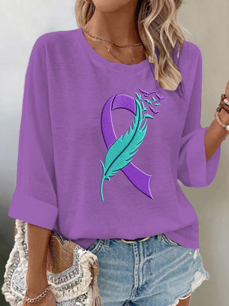 Women's Suicide Prevention Awareness Waffle Long Sleeve T-Shirt