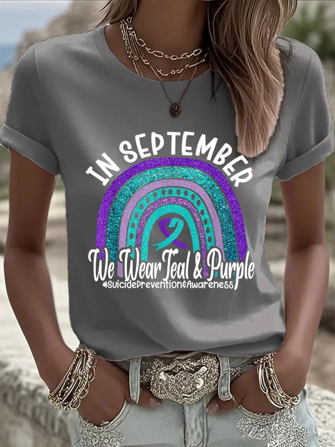 Women's Suicide Prevention Awareness Printed T-Shirt