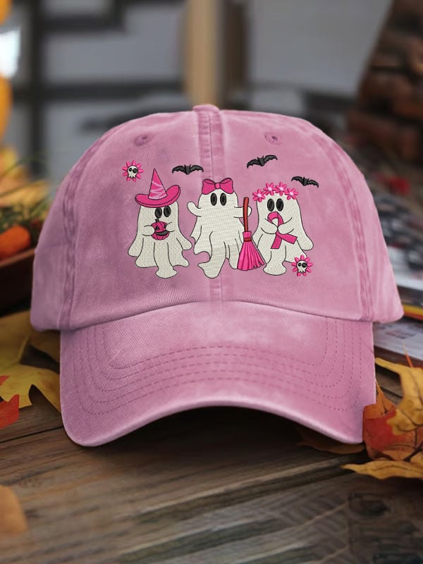 Unisex Pink Ghost Breast Cancer Awareness Print Baseball Cap