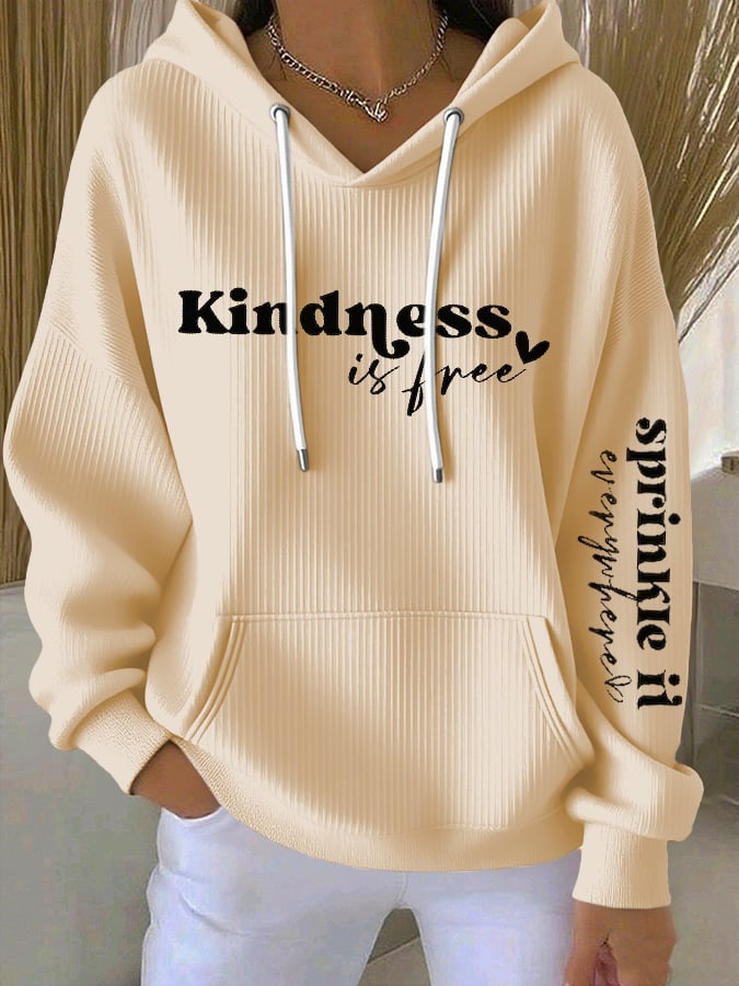 Women's Mental Health Slogan kindness Printed Casual Hooded Sweatshirt