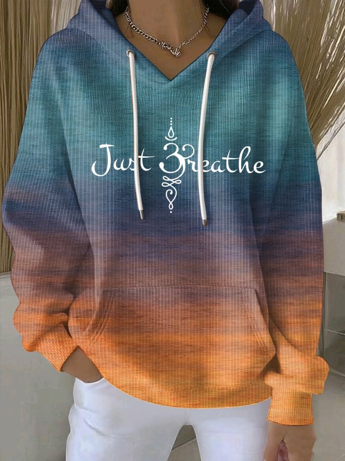 Women's Just Breathe Print Casual Sweatshirt