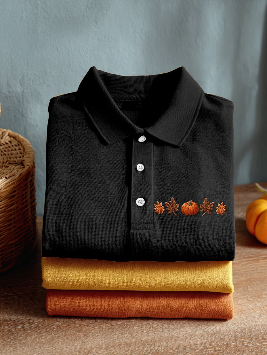 Men's Offline Business Autumn Pumpkin Contrast Polo