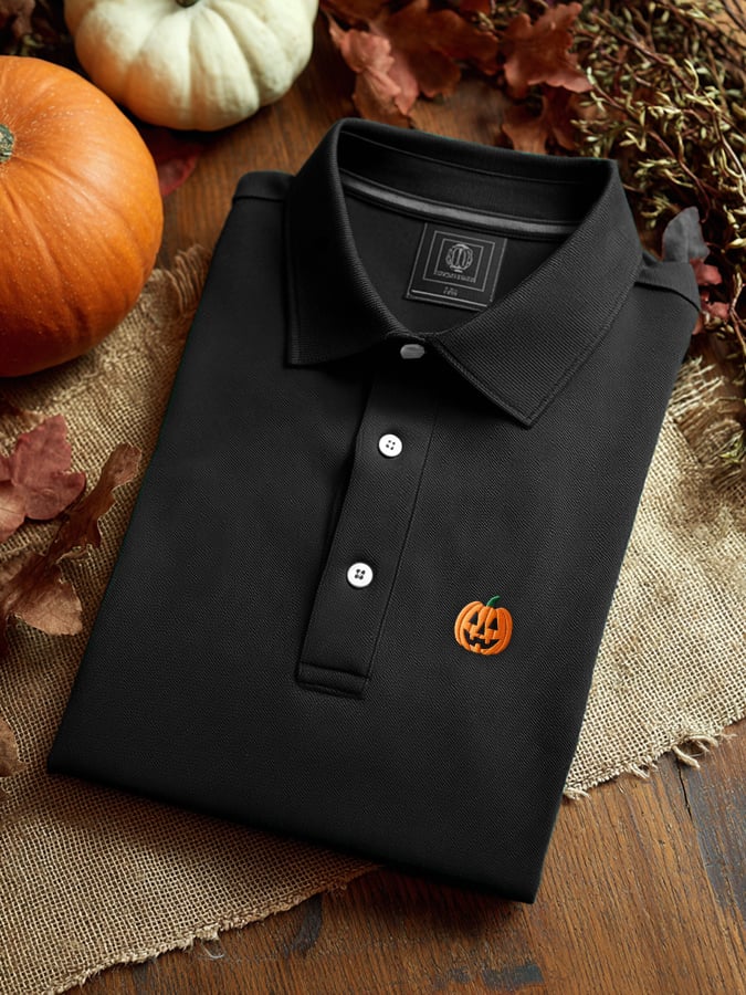 Men's Offline Business Autumn Pumpkin Contrast Polo