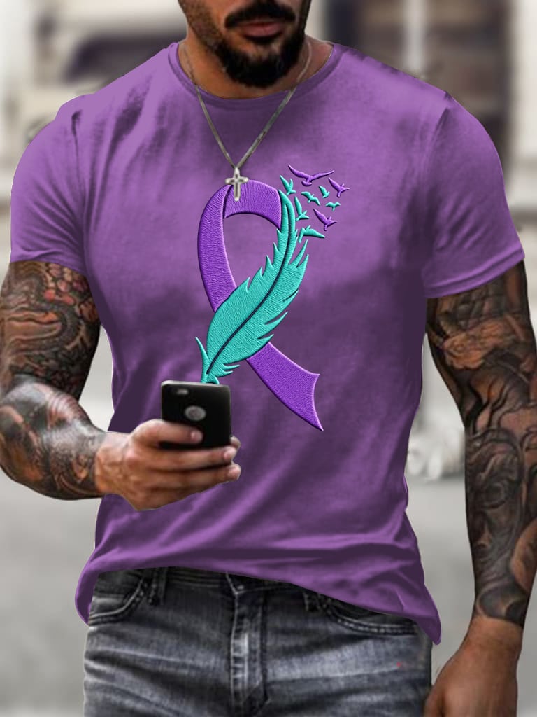 Men's Suicide Prevention Awareness Print Casual T-Shirt
