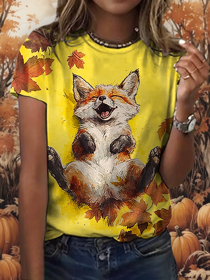 Women'S Casual Autumn Short-Sleeved T-Shirt