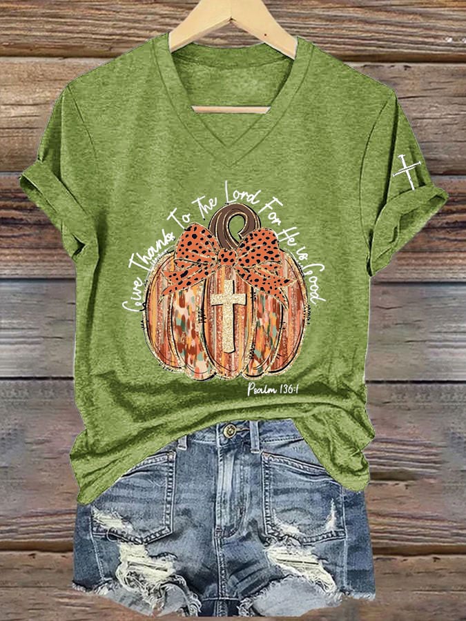 Women's Fall For Jesus He Never Leaves Print T-Shirt