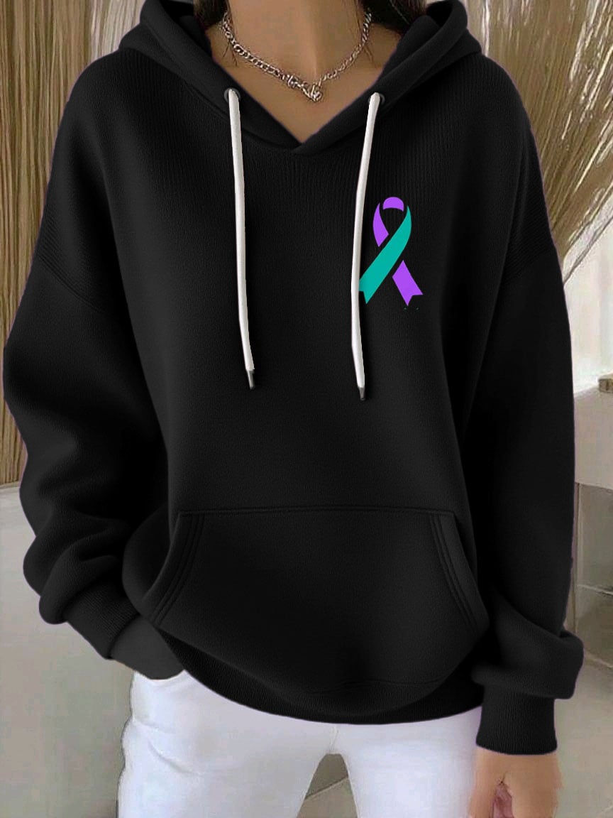 Women's I Wear Teal & Purple For Someone Who Is Missed Printed Hooded Sweatshirt