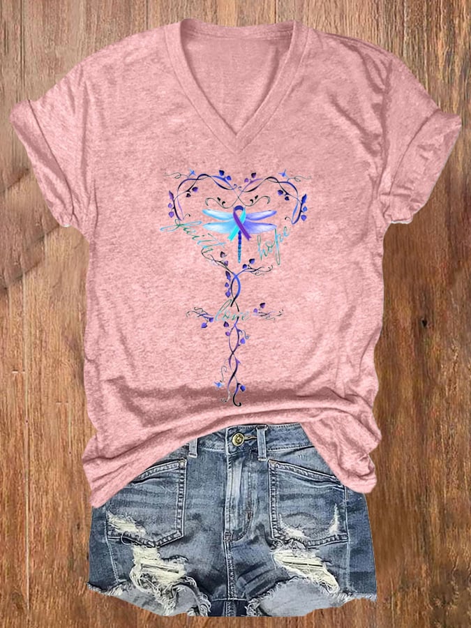 Women's Suicide Prevention Print Casual T-Shirt